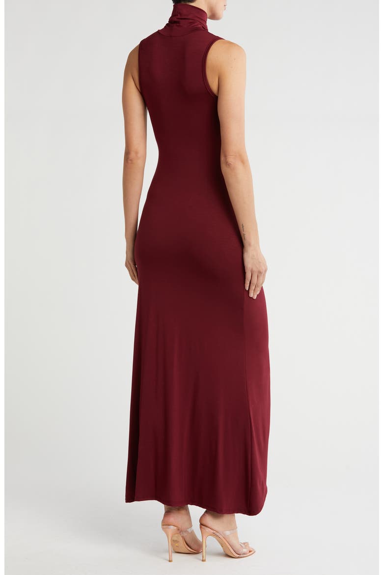 Turtleneck Sleeveless Maxi Dress, Alternate, color, CABERNET