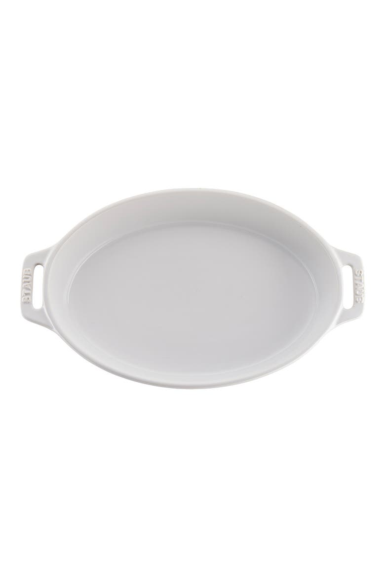 2-Piece Enameled Ceramic Oval Baking Dishes, Alternate, color, WHITE