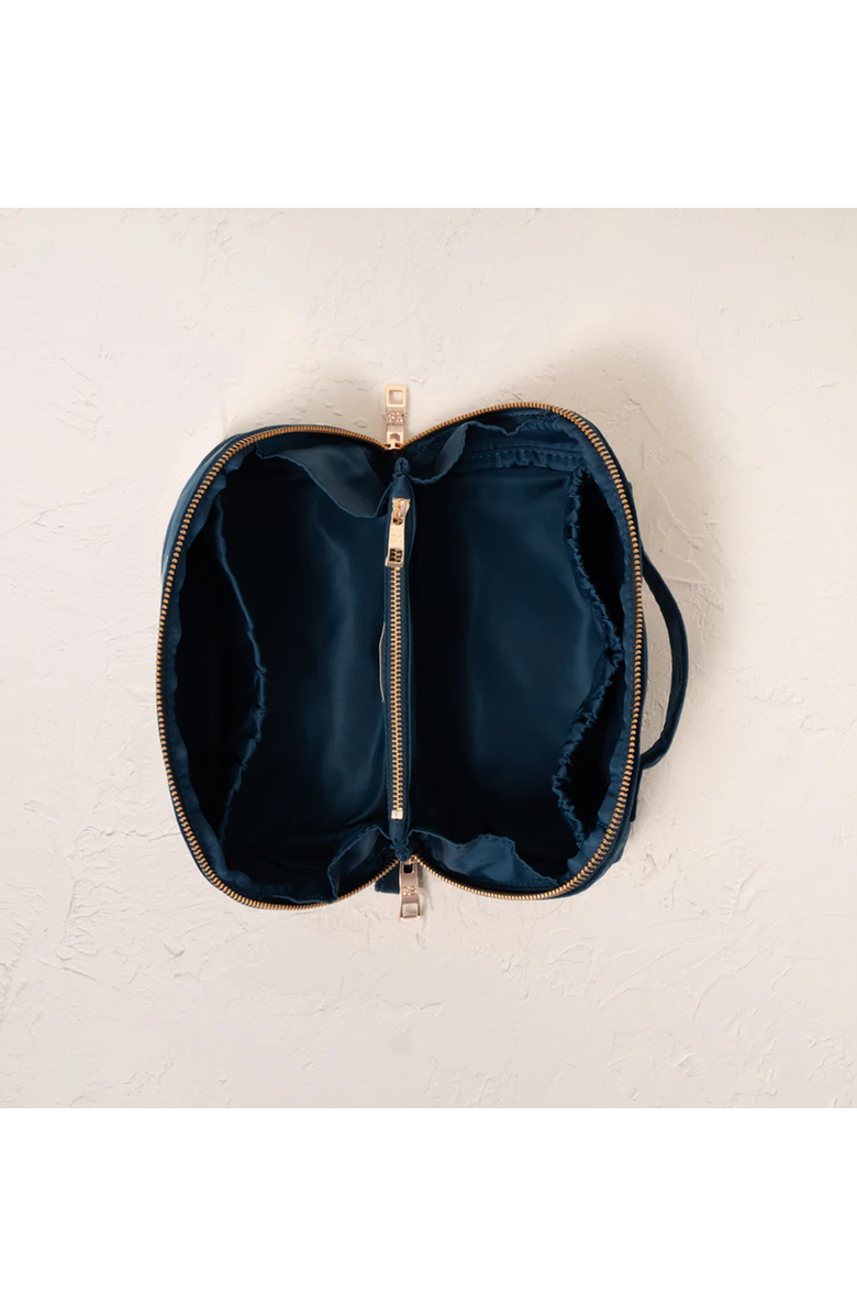 Elizabeth Scarlett Turtle Conservation Velvet Open Flat Makeup Bag, Alternate, color, 