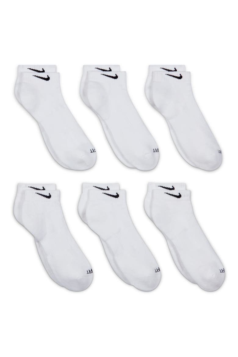 Kids' 6-Pack Comfort Plus Dri-FIT Cushioned Ankle Socks, Alternate, color, WHITE/ BLACK