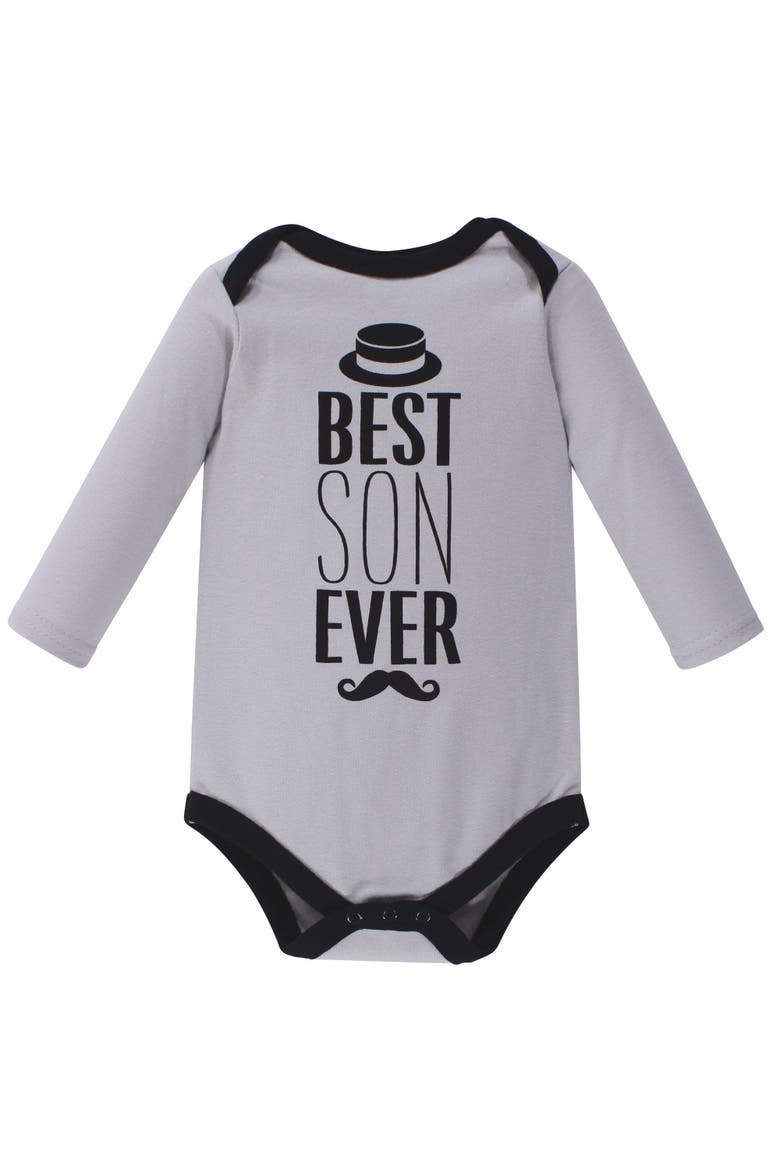 Soft Cotton Long-Sleeve Infant Bodysuit Bundle, Alternate, color, Handsome Little Man
