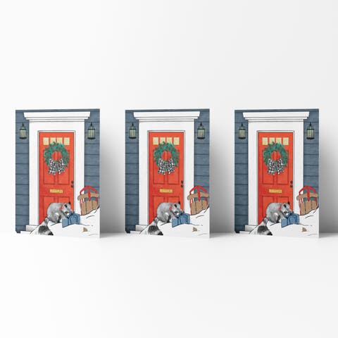 Winter/Holiday Greeting Card Pack Sets (3 ct) Raccoon
s Gift