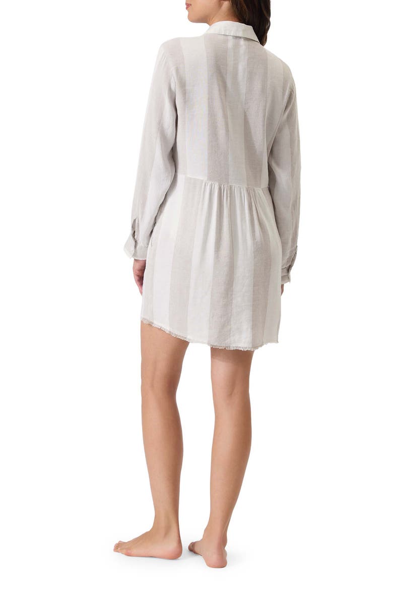 Rugby Beach Stripe Cover-Up Tunic Shirt, Alternate, color, MED KHAKI