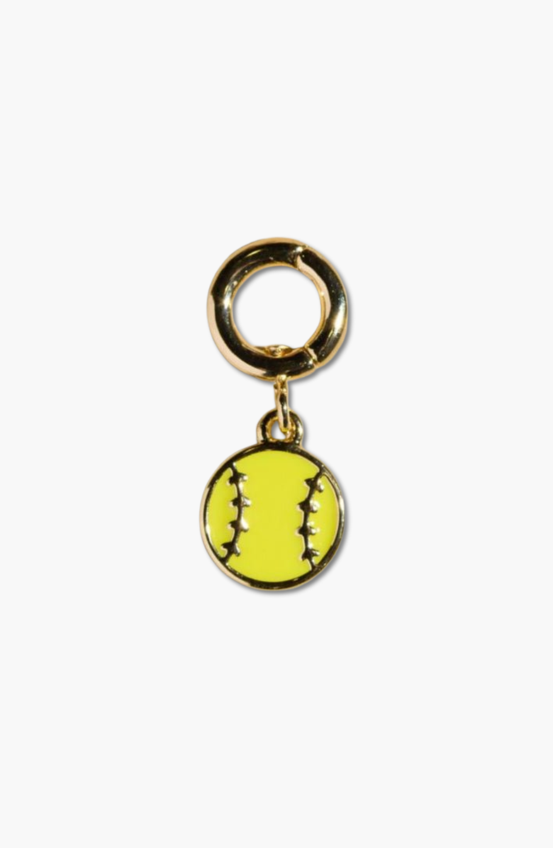 Nickel & Suede Softball Charm, Main, color, Citron