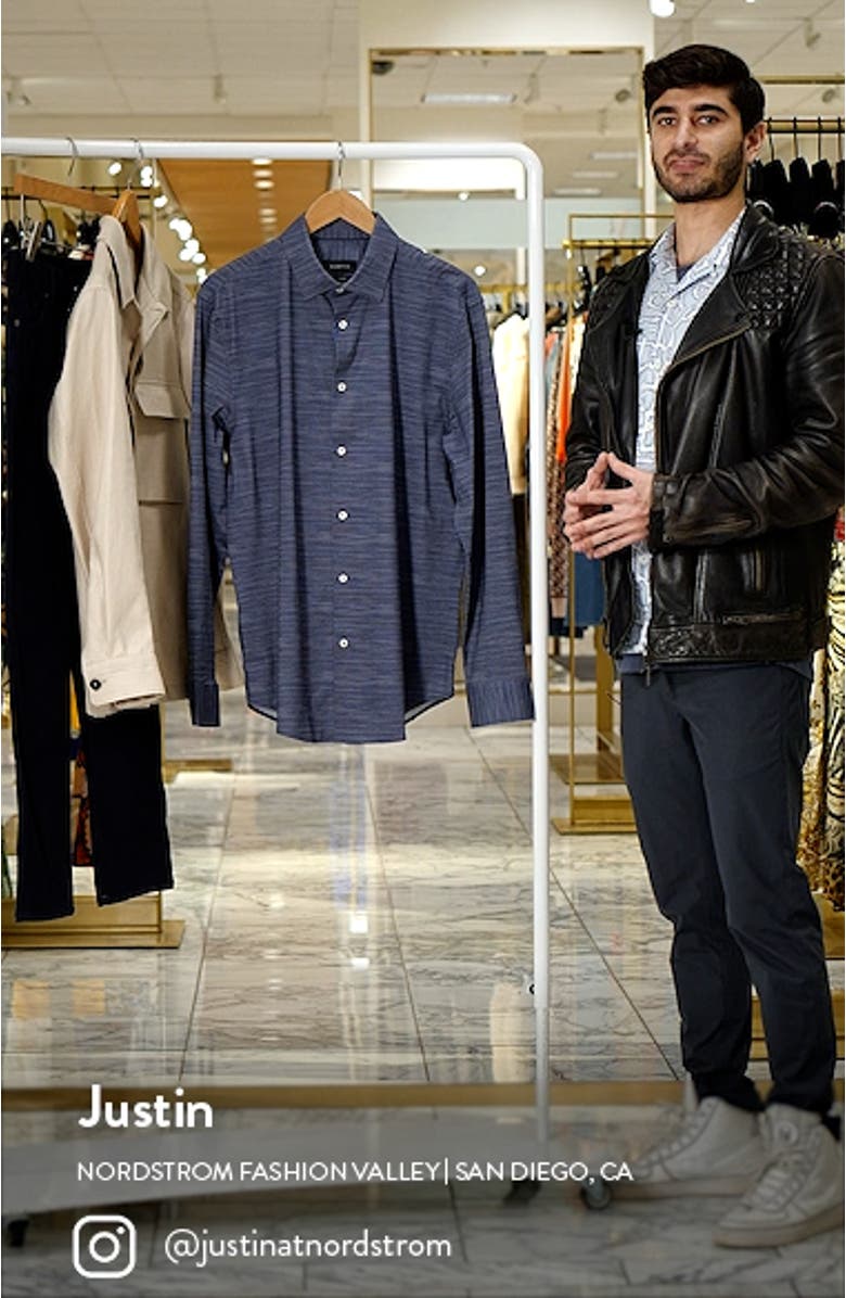 OoohCotton<sup>®</sup> Print Stretch Button-Up Shirt, sales video thumbnail