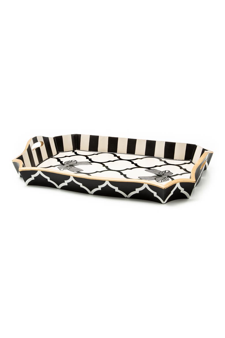 Pretty As A Bow Large Tray, Main, color, BLACK/WHITE