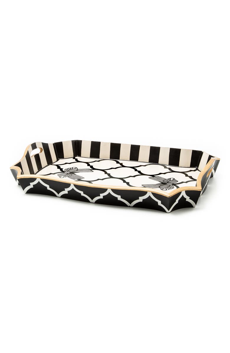 MACKENZIE CHILDS Pretty As A Bow Large Tray, Main, color, Black/White