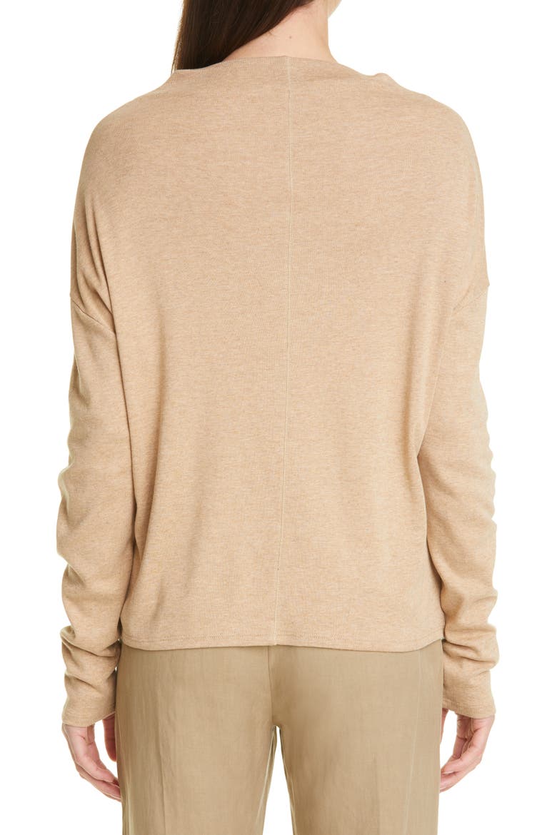 Funnel Neck Drop Shoulder Sweater, Alternate, color, HEATHER HAZEL