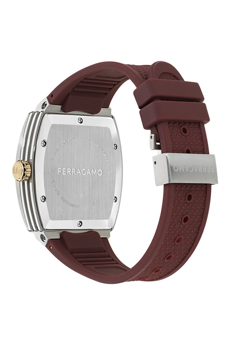 F-80 Tonneau Silicone Strap Watch, 42mm, Alternate, color, IP STAINLESS STEEL/RED