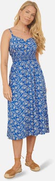 Yumi Printed Sweetheart Neckline Midi Dress