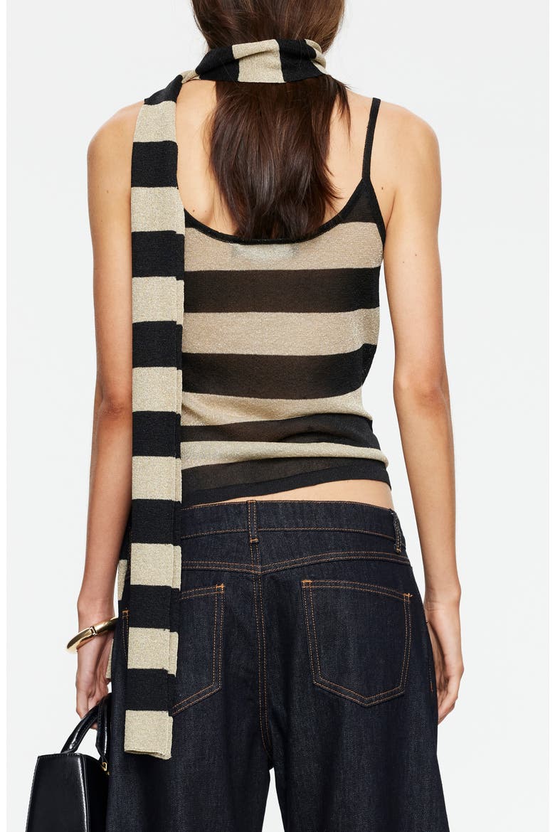 Dolce Stripe Camisole & Scarf, Alternate, color, SAND STRIPE