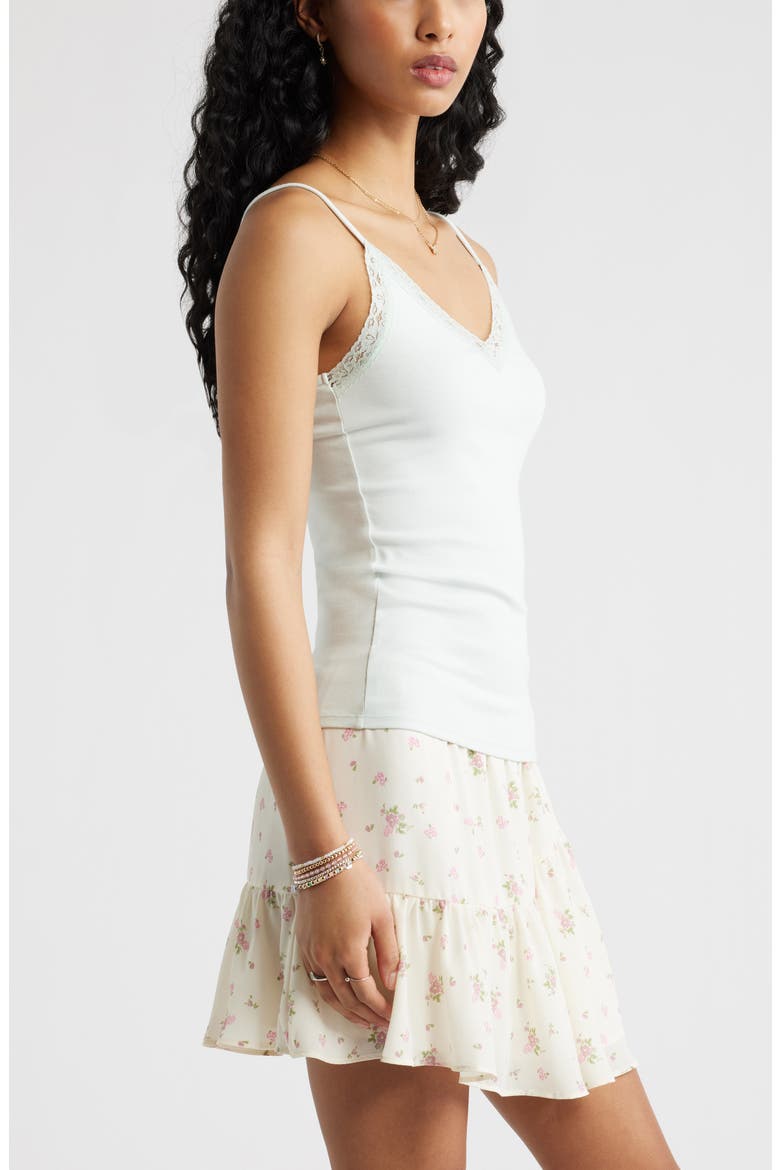 Lace Trim V-Neck Camisole, Alternate, color, GREEN CLOUD