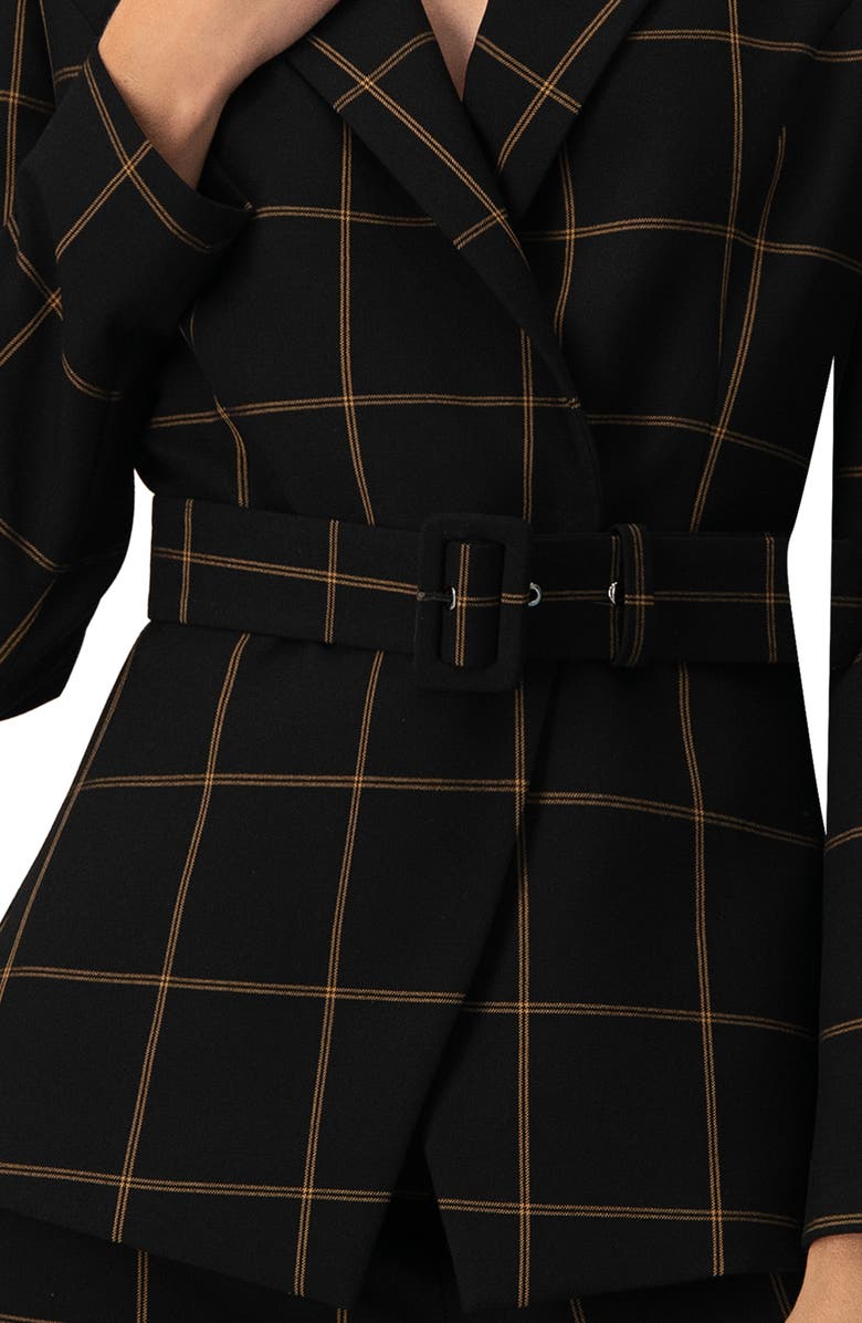 IVONNE Striped Double-Breasted Blazer with Belt, Alternate, color, Black