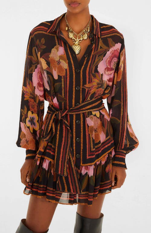 Farm Rio Floral Print Long Sleeve Minidress