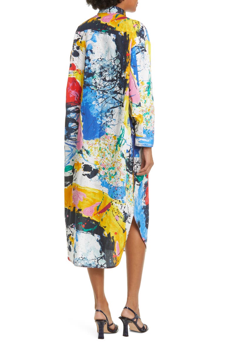 Paint Print Long Sleeve Midi Dress, Alternate, color, MULTI PRINT
