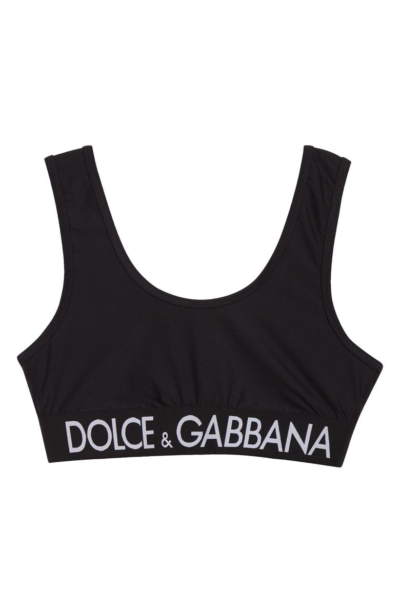 Dolce&Gabbana Logo Band Jersey Sports Bra, Alternate, color, N0000 Black