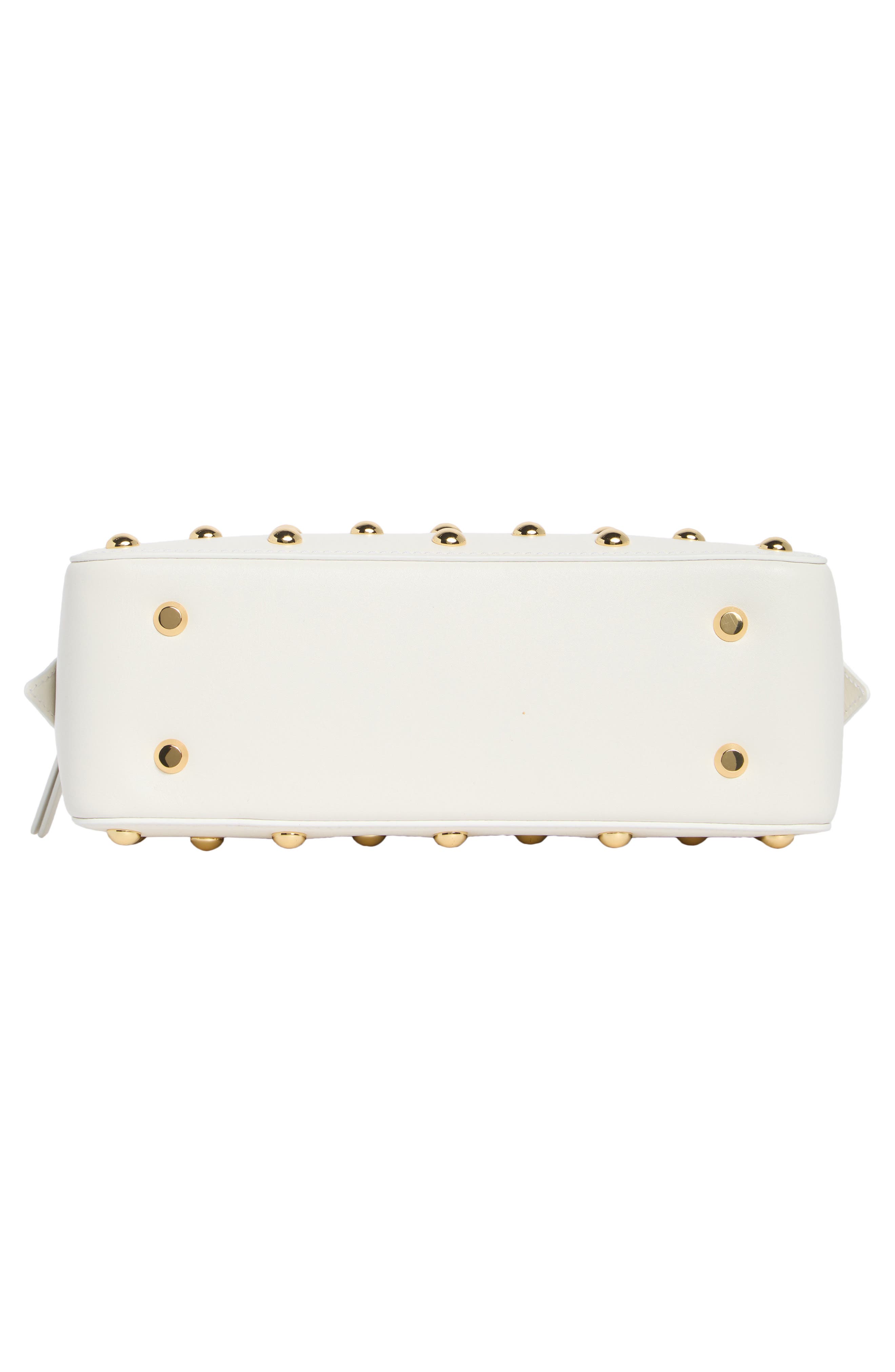 Veronica Beard Studded Boxy Leather Shoulder Bag, Alternate, color, Off White/ Gold