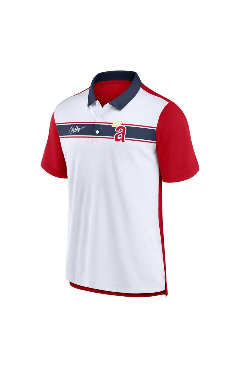 Nike Men's Nike  White/Red California Angels Rewind Stripe Polo, Alternate, color, 