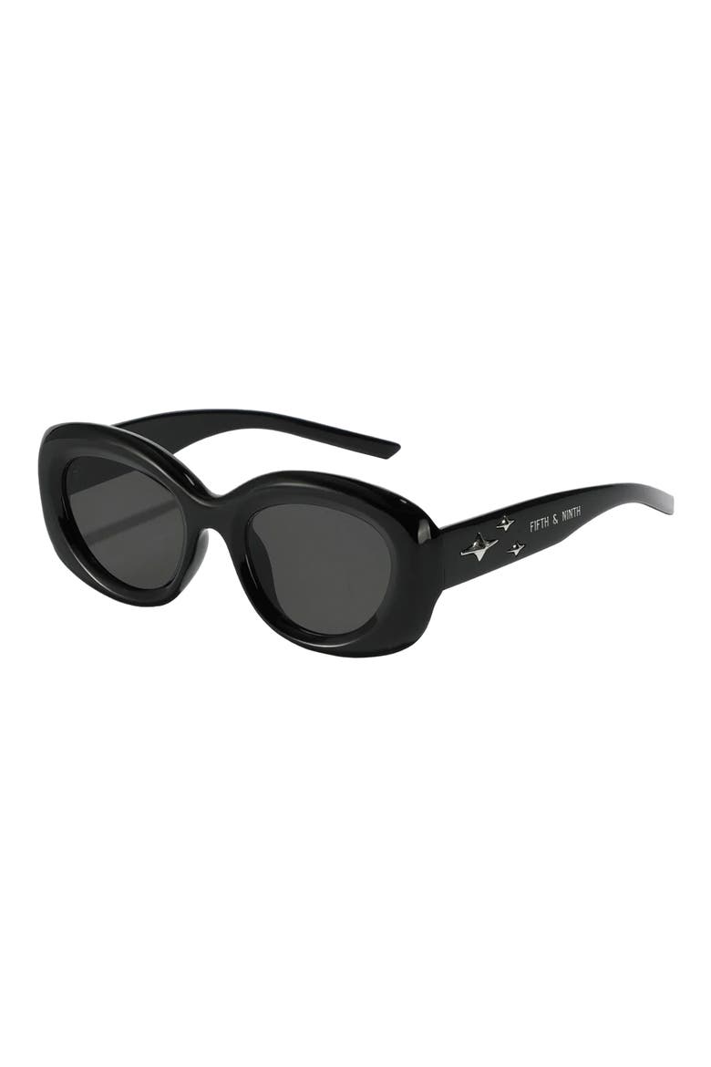 Bianca 54mm Polarized Round Sunglasses, Alternate, color, BLACK