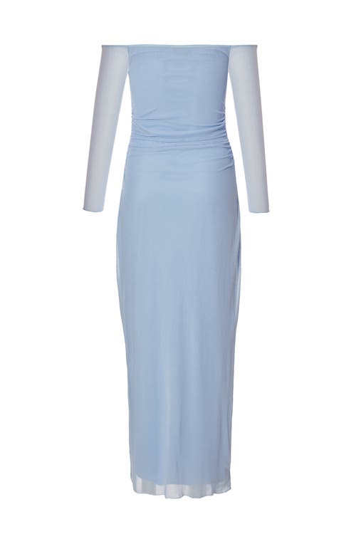 Quiz Bardot Mesh Maxi In Pale Blue