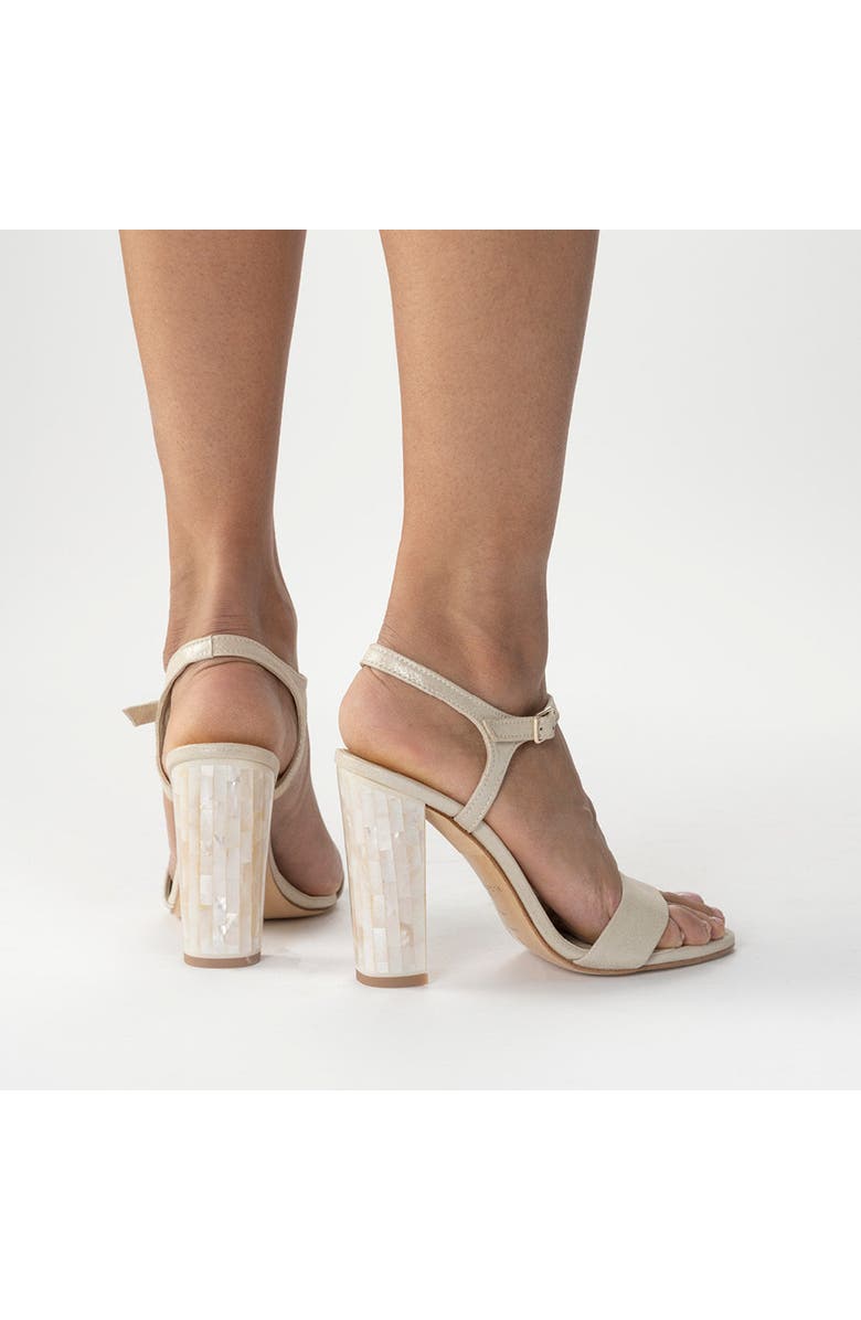 Freya Rose Martina Ankle Strap Pearl Heel Sandal, Alternate, color, Champagne