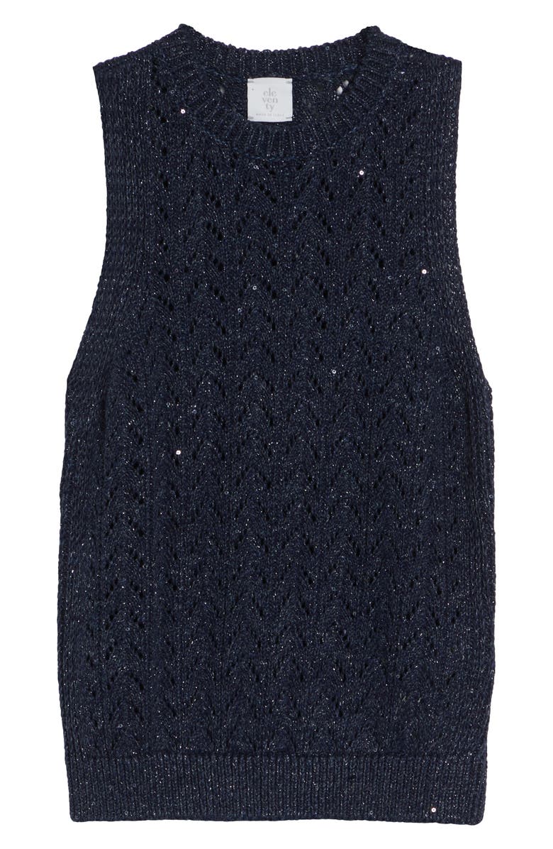 Eleventy Sequin Crewneck Sweater Vest, Main, color, 11N New Blue