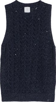 Eleventy Sequin Crewneck Sweater Vest
