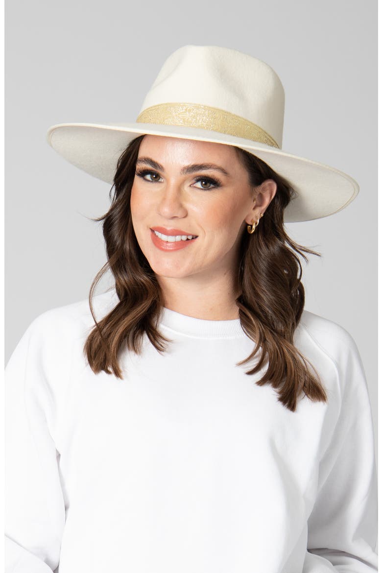 Ribbon Trim Wool Fedora, Alternate, color, IVORY