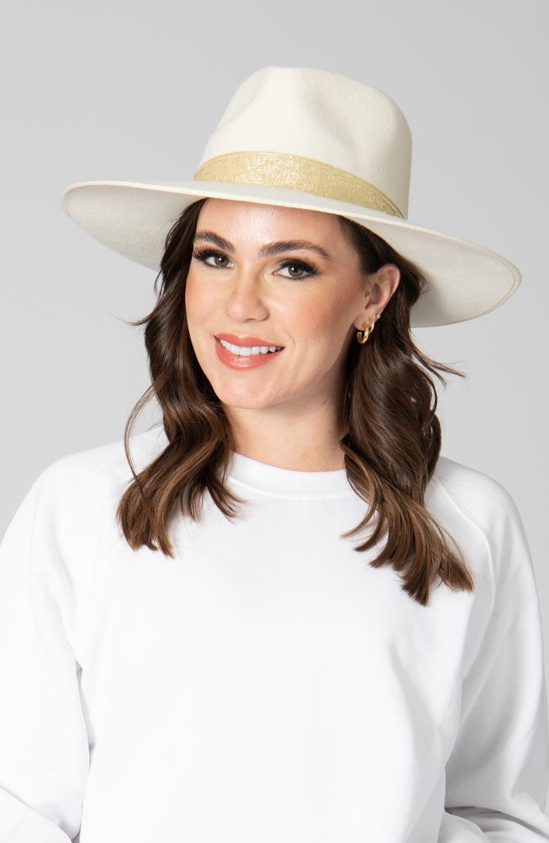 San Diego Hat Ribbon Trim Wool Fedora, Alternate, color, Ivory