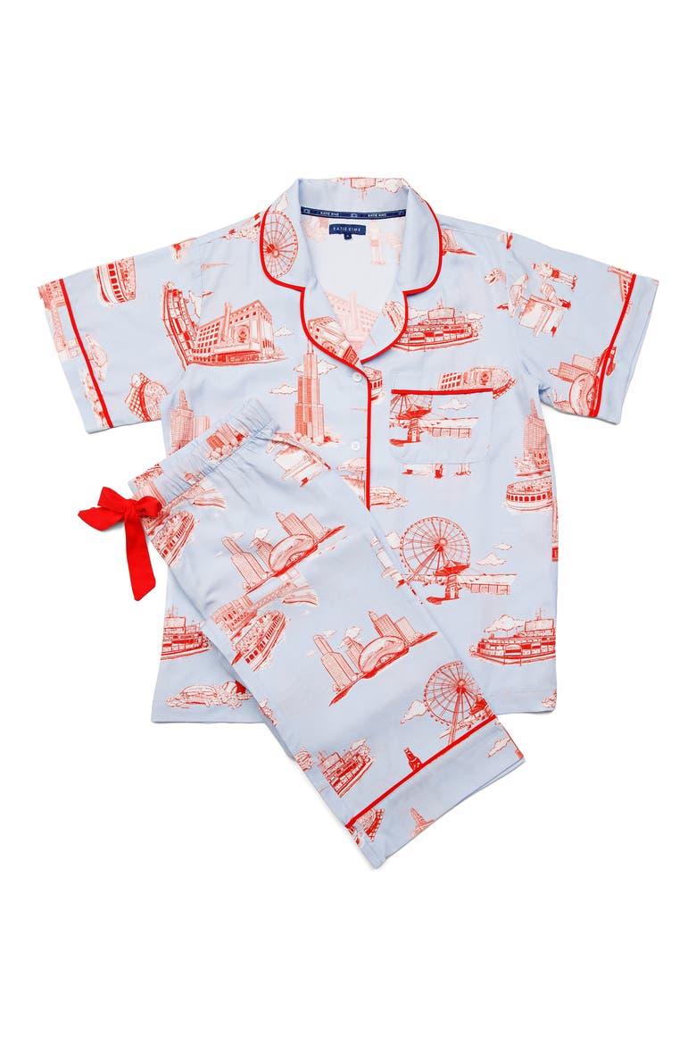 Chicago Toile Pajamas, Alternate, color, BLUE