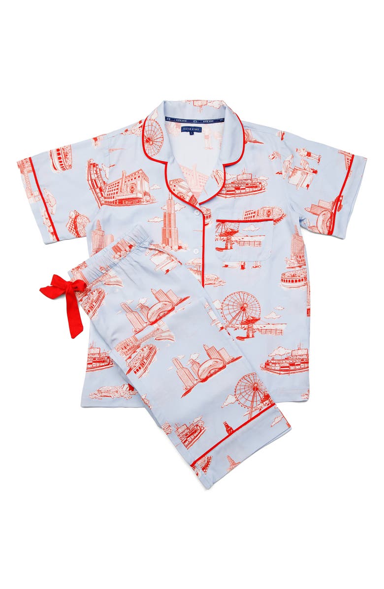 Katie Kime Chicago Toile Pajamas, Alternate, color, Blue
