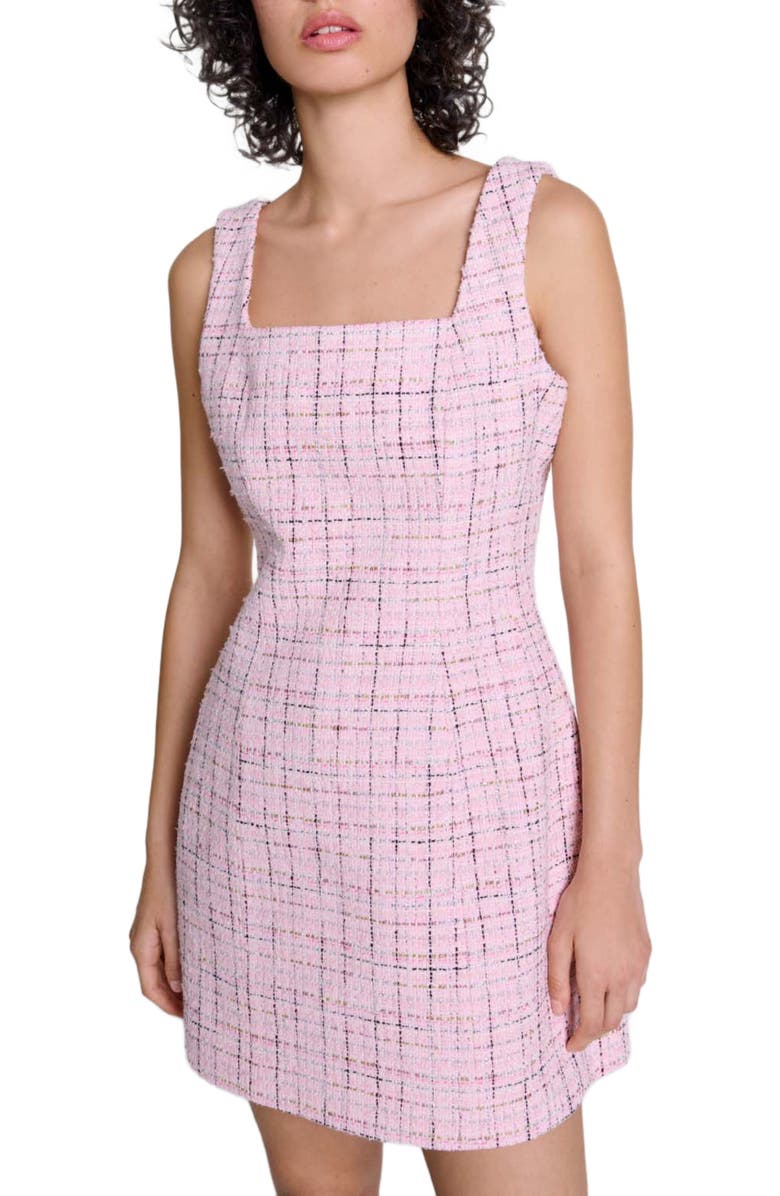 maje Sleeveless tweed dress, Alternate, color, 