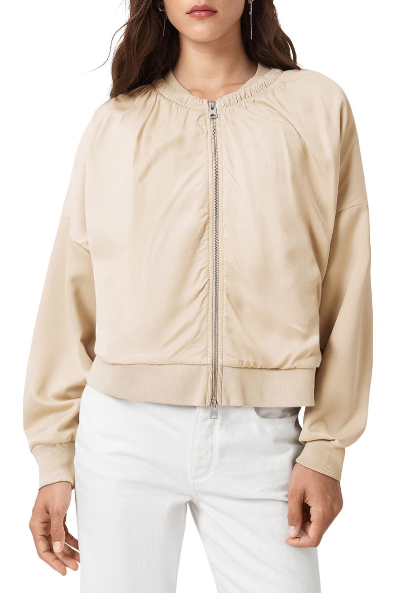Mirri Shirred Bomber, Main, color, TOFU WHITE