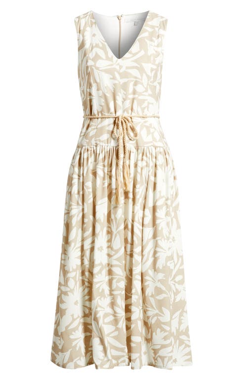 Julia Jordan Print Drop Waist Sleeveless Maxi Dress In White