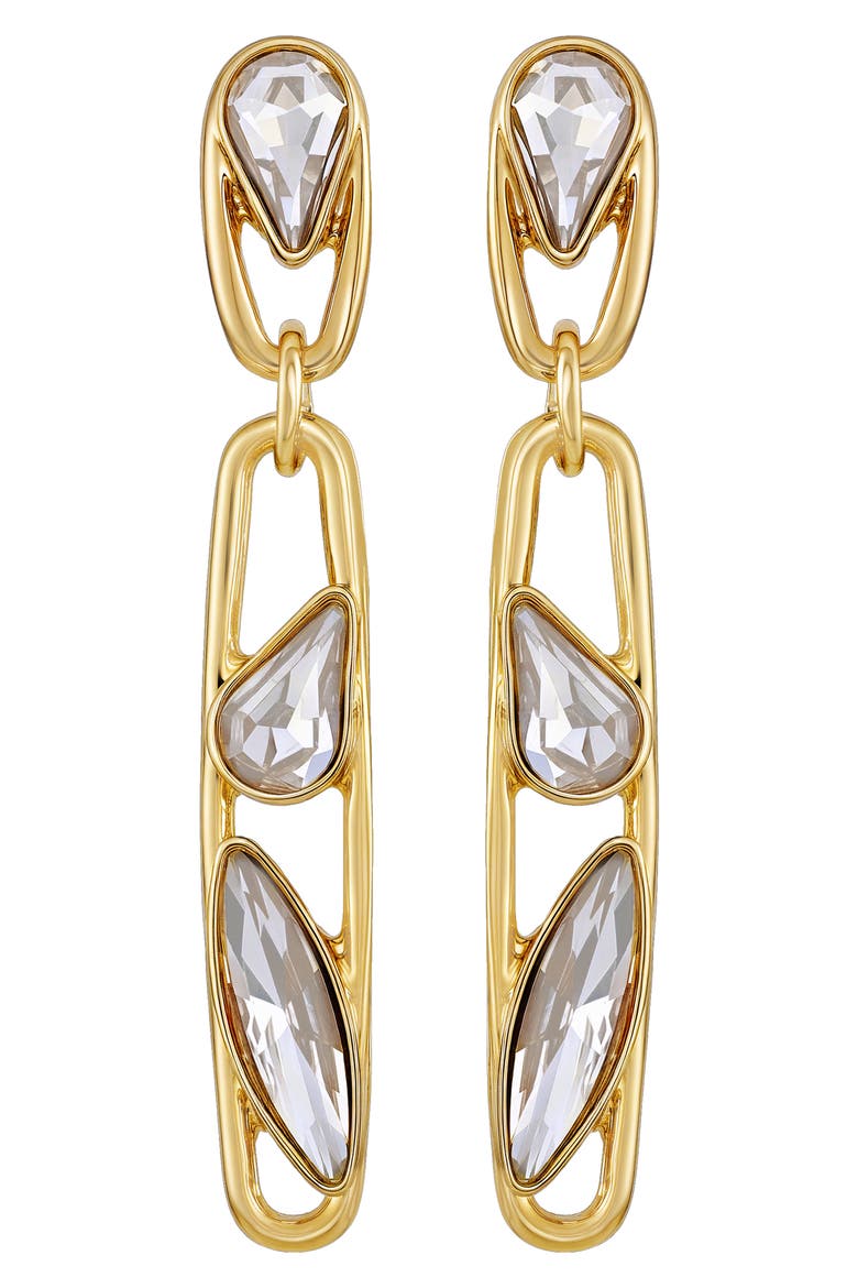 Crystal Linear Drop Earrings, Main, color, GOLD TONE
