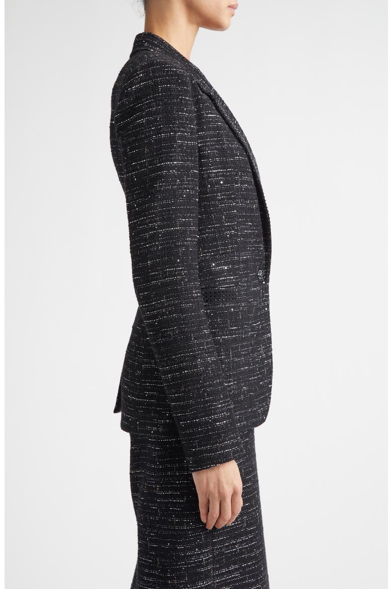 Cannes Stud Trim Tweed Jacket, Alternate, color, BLACK METALLIC MULTI