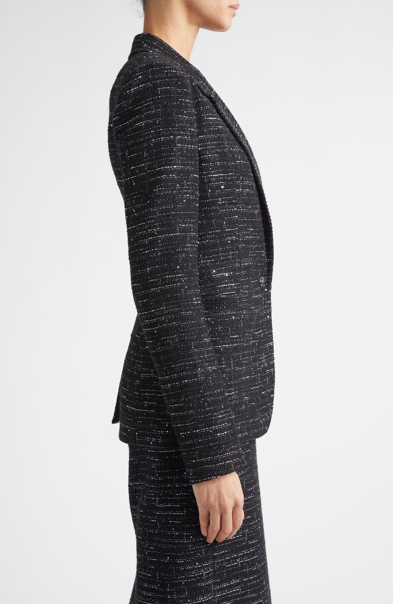ST. JOHN Cannes Stud Trim Tweed Jacket, Alternate, color, Black Metallic Multi