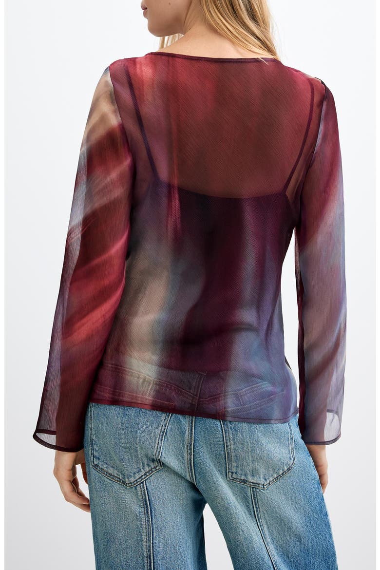 Sheer Tie Front Top, Alternate, color, PINK