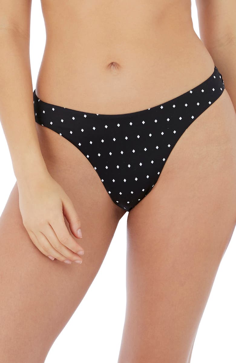 Freya Jewel Cove Brazilian Bikini Bottoms, Main, color, Black
