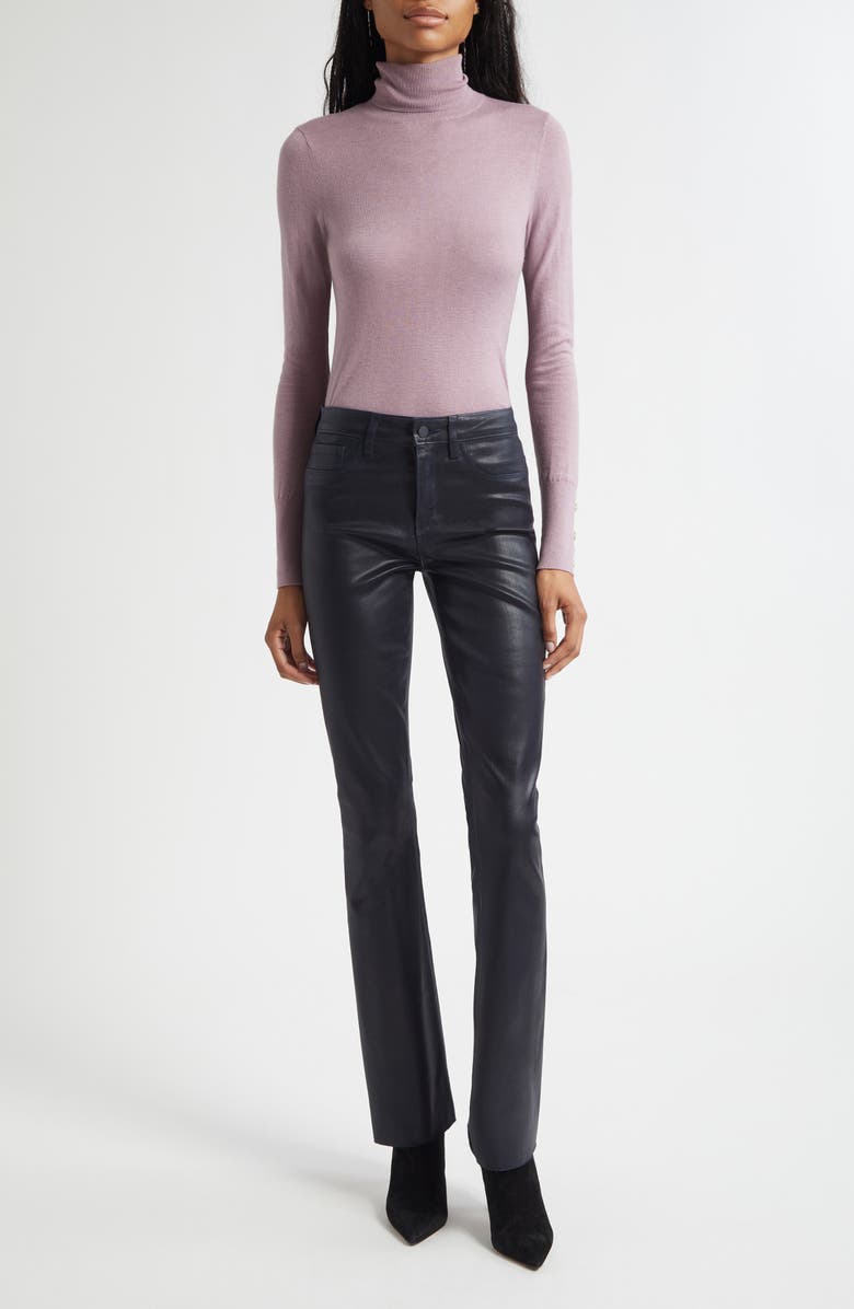 L'AGENCE Ruth Coated High Waist Raw Hem Straight Leg Jeans, Alternate, color, Metro Coated