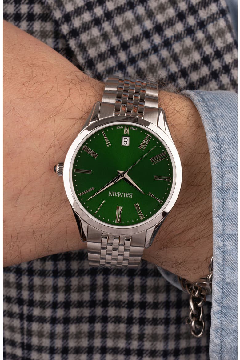 Classic R Bracelet Watch, 41mm, Alternate, color, GREEN/ STAINLESS STEEL