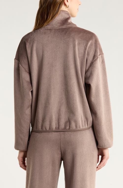 Zella Plush Rib Jacket In Brown