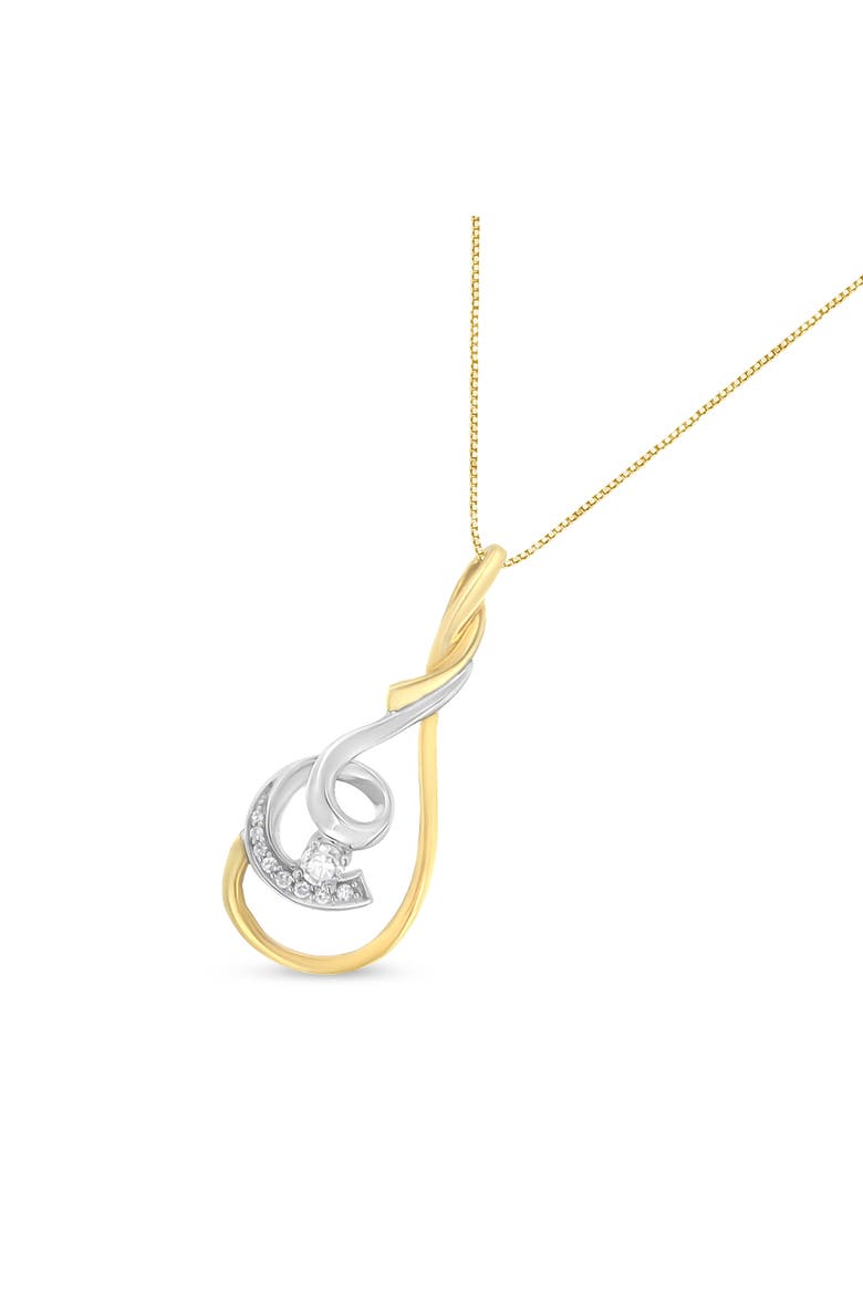 10K Two-Tone Yellow & White 1/6 Cttw Diamond Layered Spiral Pendant Necklace, Alternate, color, Yellow