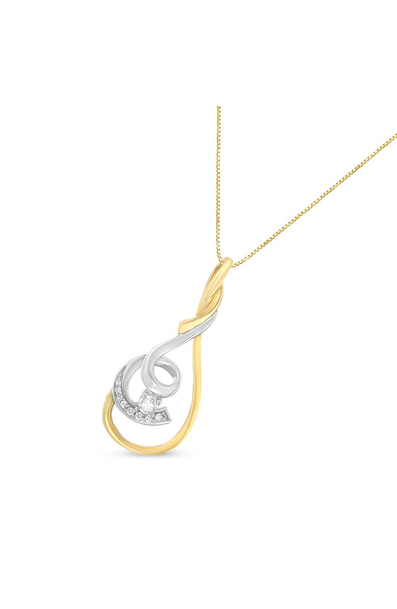 Haus of Brilliance 10K Two-Tone Yellow & White 1/6 Cttw Diamond Layered Spiral Pendant Necklace, Alternate, color, Yellow