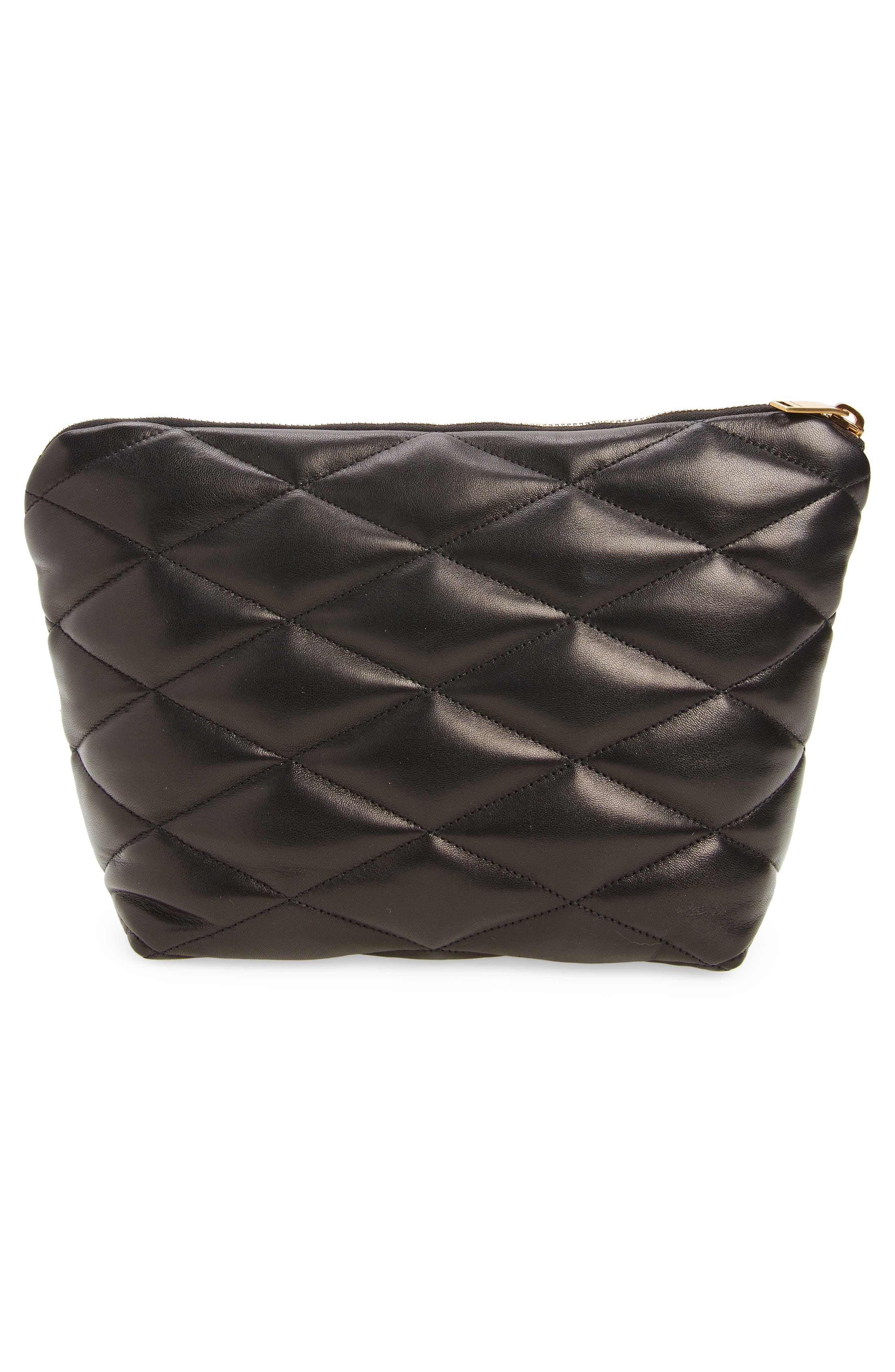 Saint Laurent Sade Leather Puffer Clutch, Alternate, color, 