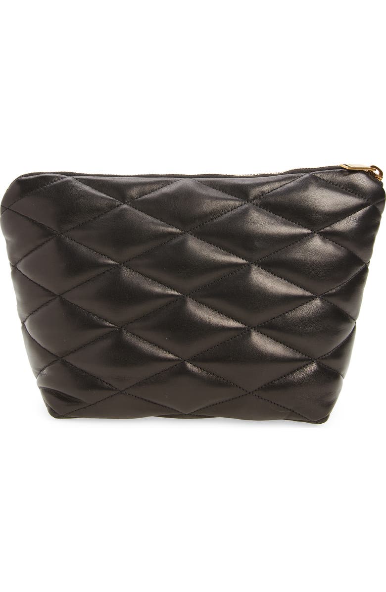 Saint Laurent Sade Leather Puffer Clutch, Alternate, color,