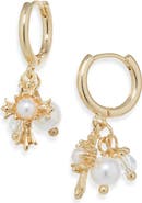 Cara Faux Pearl Charm Hoop Earrings