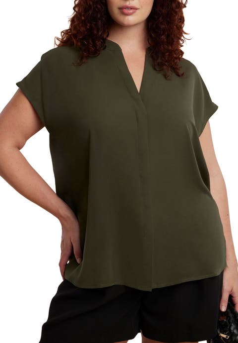 Notch Collar Blouse (Plus)