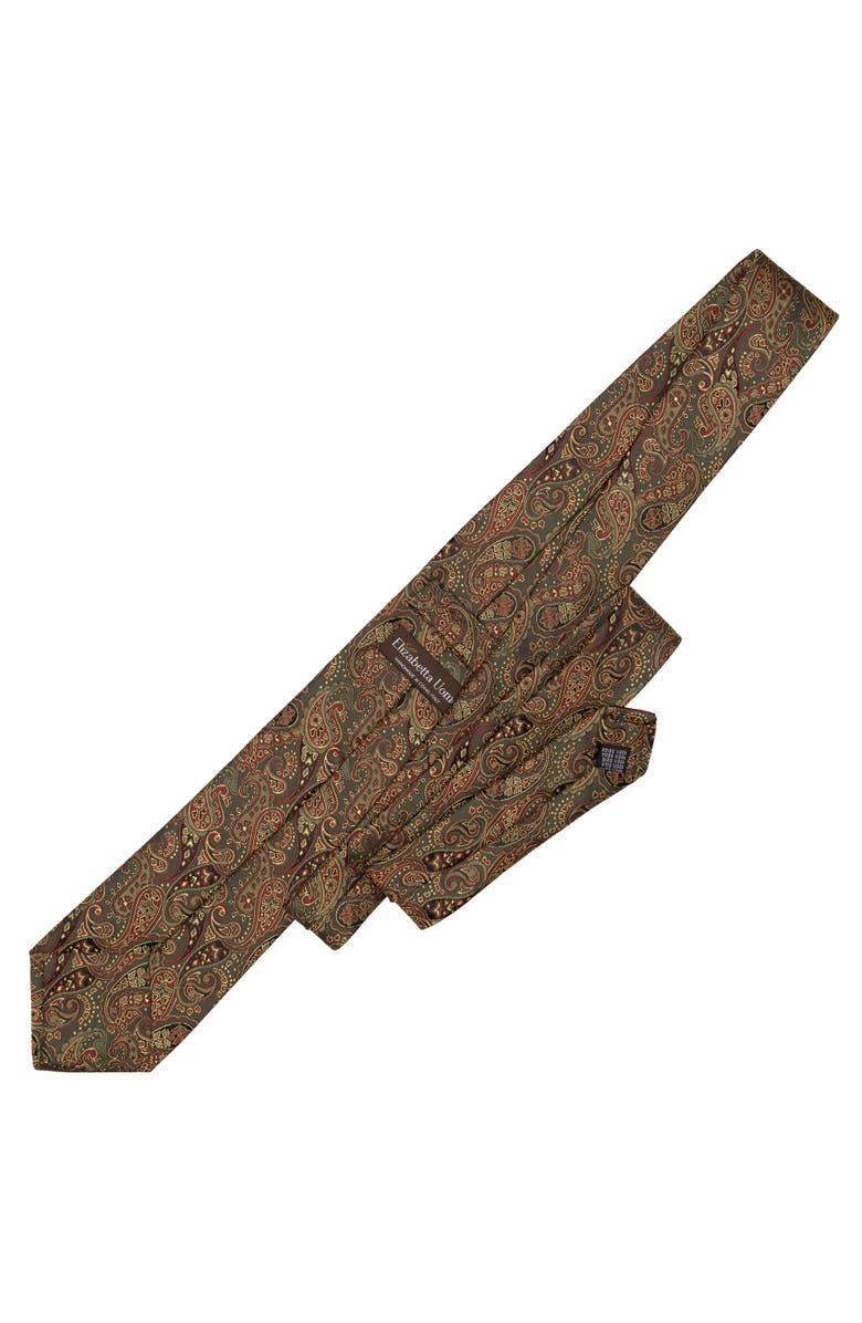 Elizabetta Trebbiano - Silk Jacquard Tie for Men, Alternate, color, Olive Green