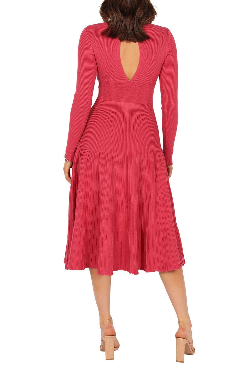 Violette Long Sleeve Midi Dress, Alternate, color, BERRY